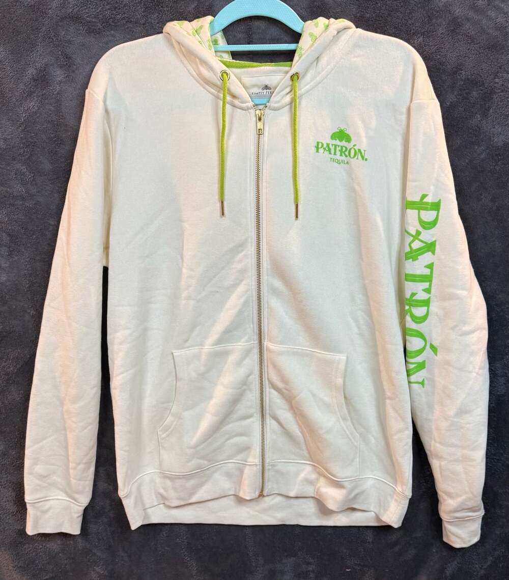 Simply Perfect Patron Tequila Zip Hoodie Size M-L White